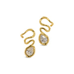 Asterales Floating
CZ Vine Post Earring 14k Gold Plated Brass, Cubic Zirconia