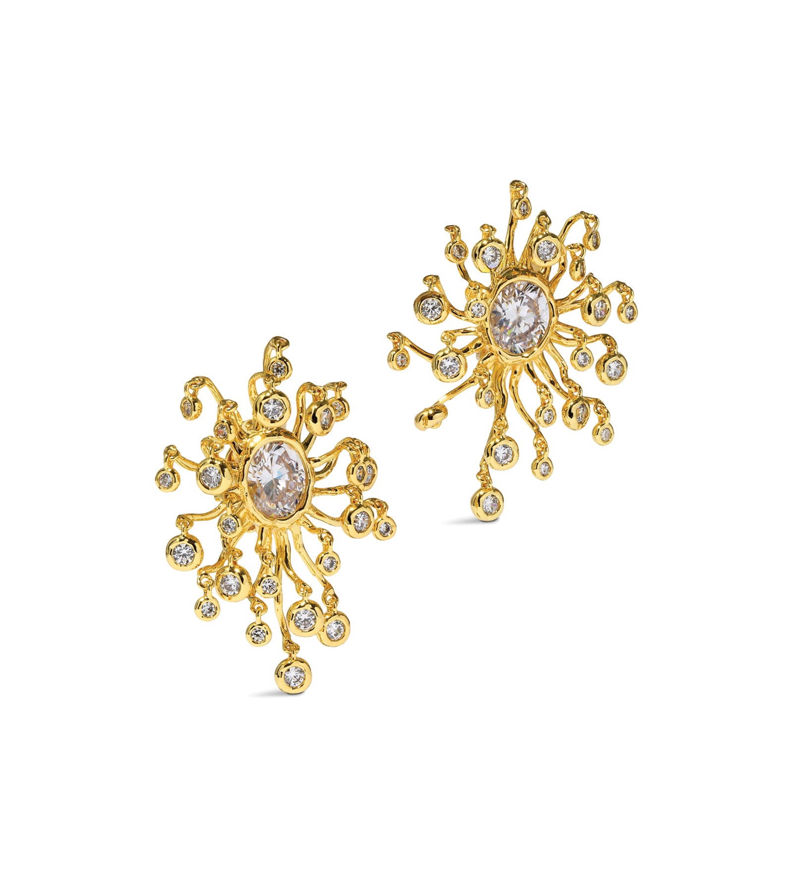 Asterales CZ
Clip Earring 14k Gold Plated Brass, Cubic Zirconia