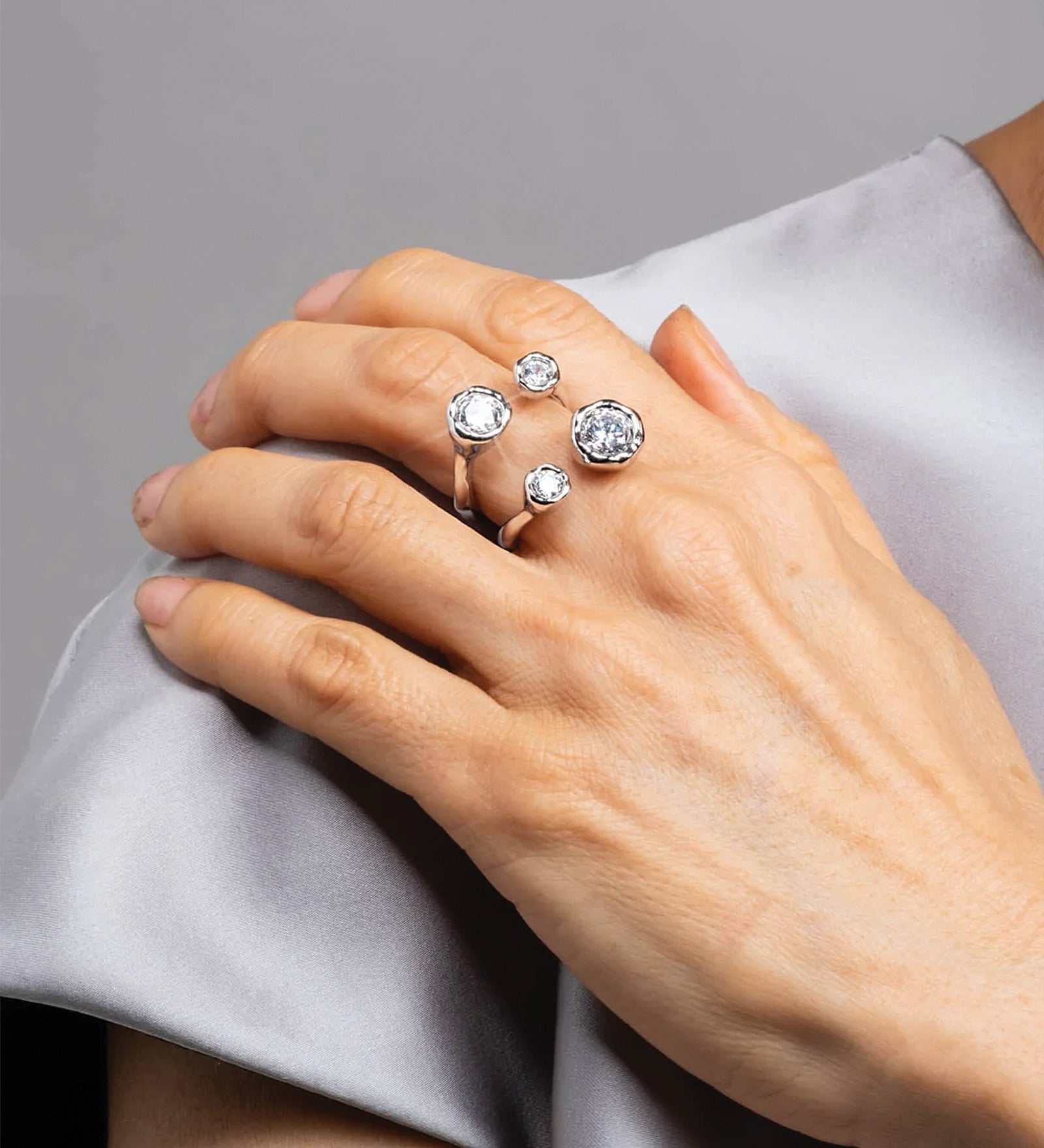 Alexis Bittar-Asterales Silver CZ Open Ring-Rings-Blue Ruby Jewellery-Vancouver Canada