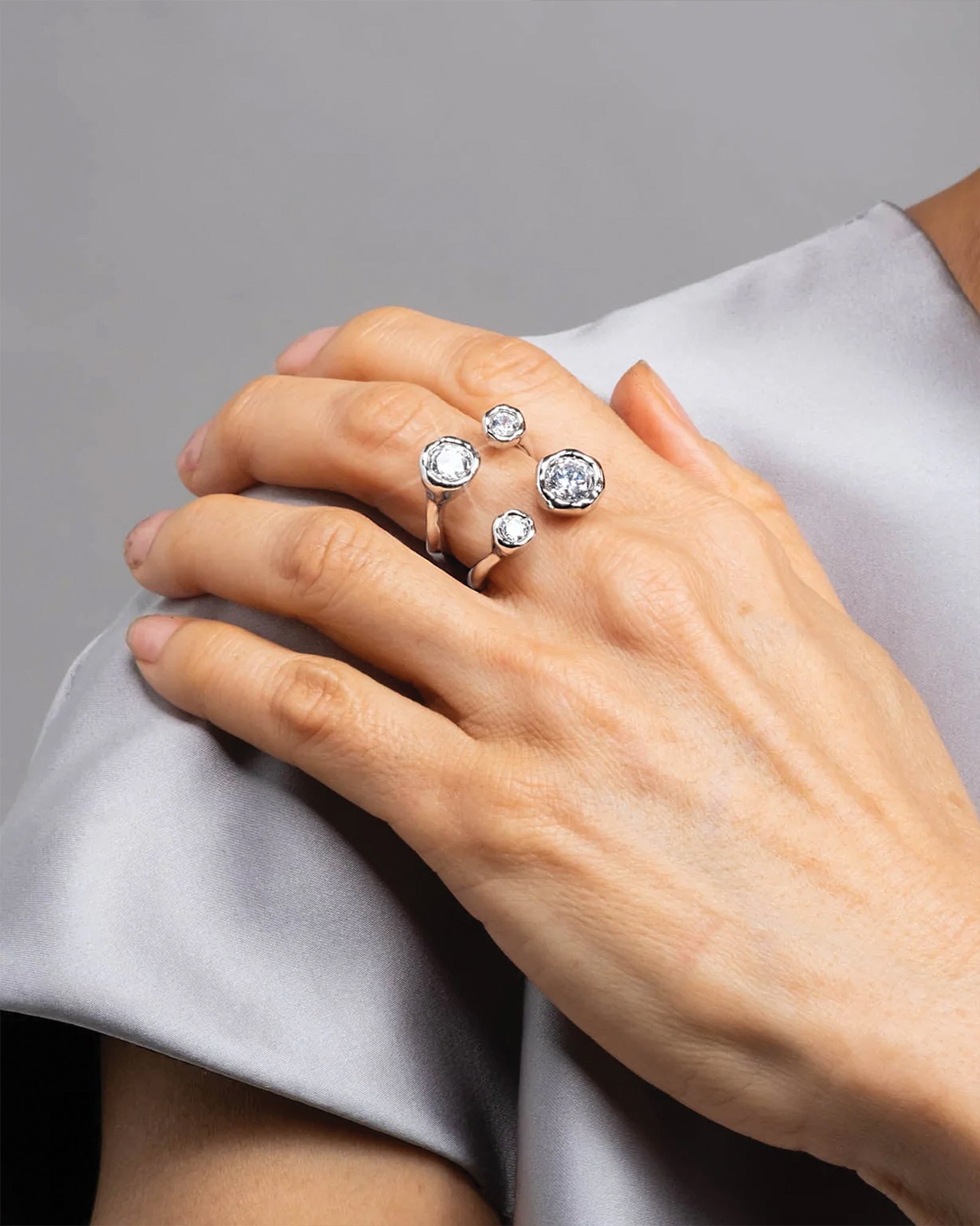 Alexis Bittar-Asterales Silver CZ Open Ring-Rings-Blue Ruby Jewellery-Vancouver Canada