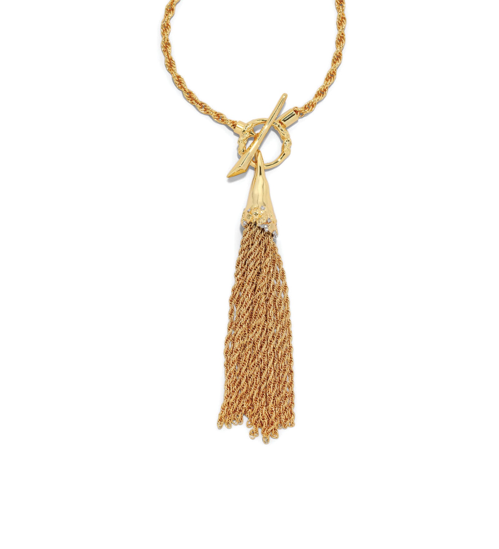 Alexis Bittar-Brut Gold Long Tassel Necklace-Necklaces-14k Gold Plated, Crystal-Blue Ruby Jewellery-Vancouver Canada