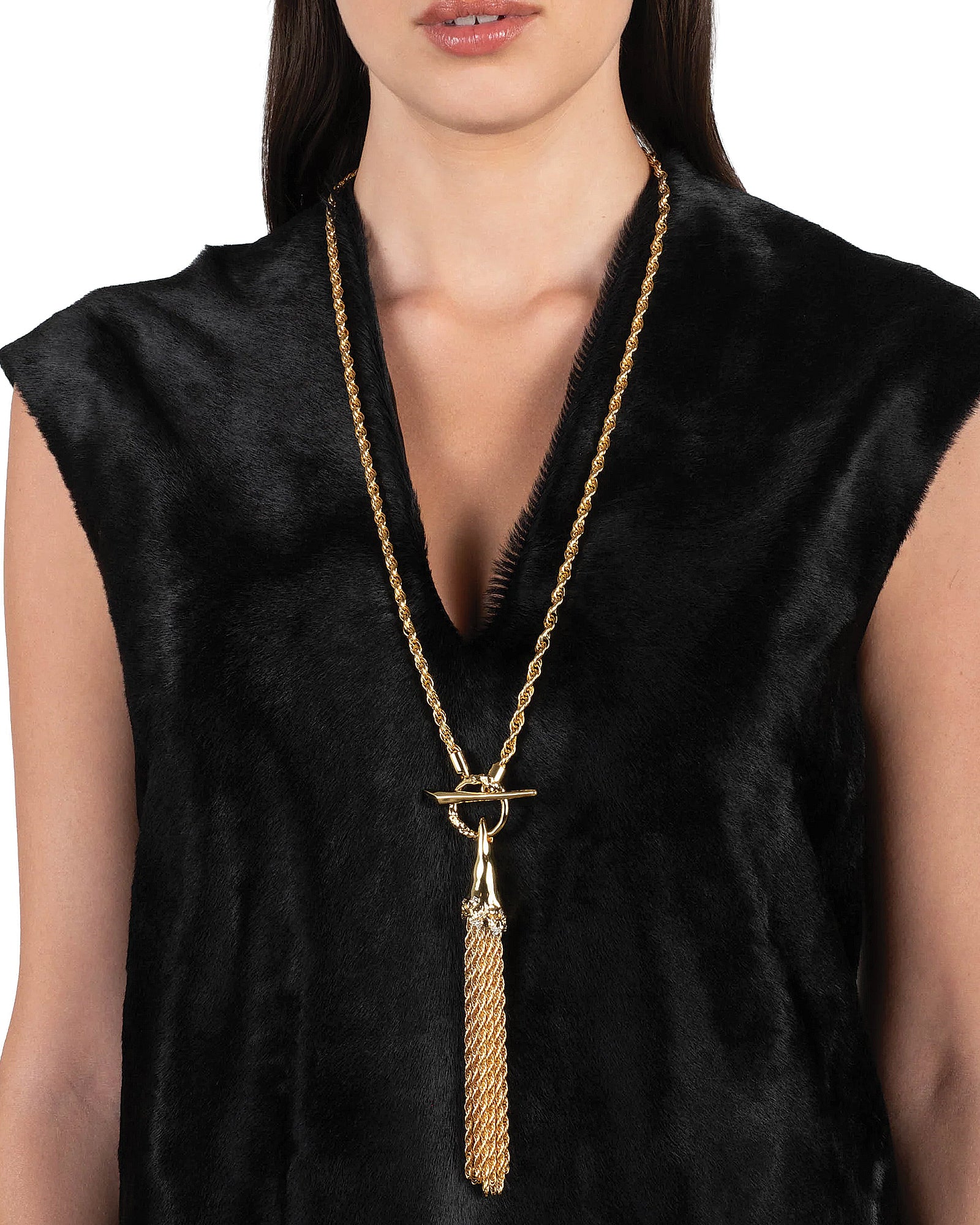 Alexis Bittar-Brut Gold Long Tassel Necklace-Necklaces-Blue Ruby Jewellery-Vancouver Canada