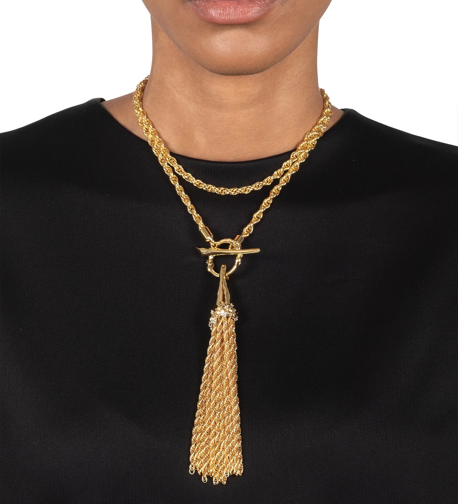 Alexis Bittar-Brut Gold Long Tassel Necklace-Necklaces-Blue Ruby Jewellery-Vancouver Canada
