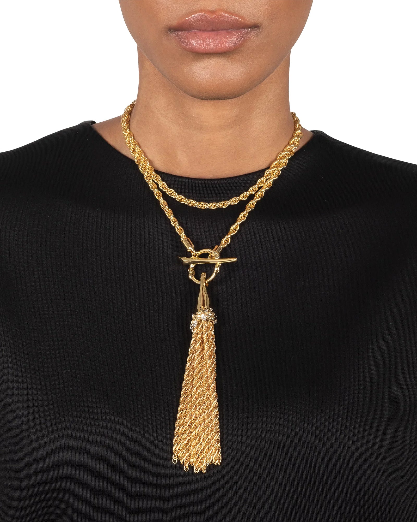 Alexis Bittar-Brut Gold Long Tassel Necklace-Necklaces-Blue Ruby Jewellery-Vancouver Canada