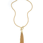 Brut Gold Long Tassel Necklace 14k Gold Plated Brass