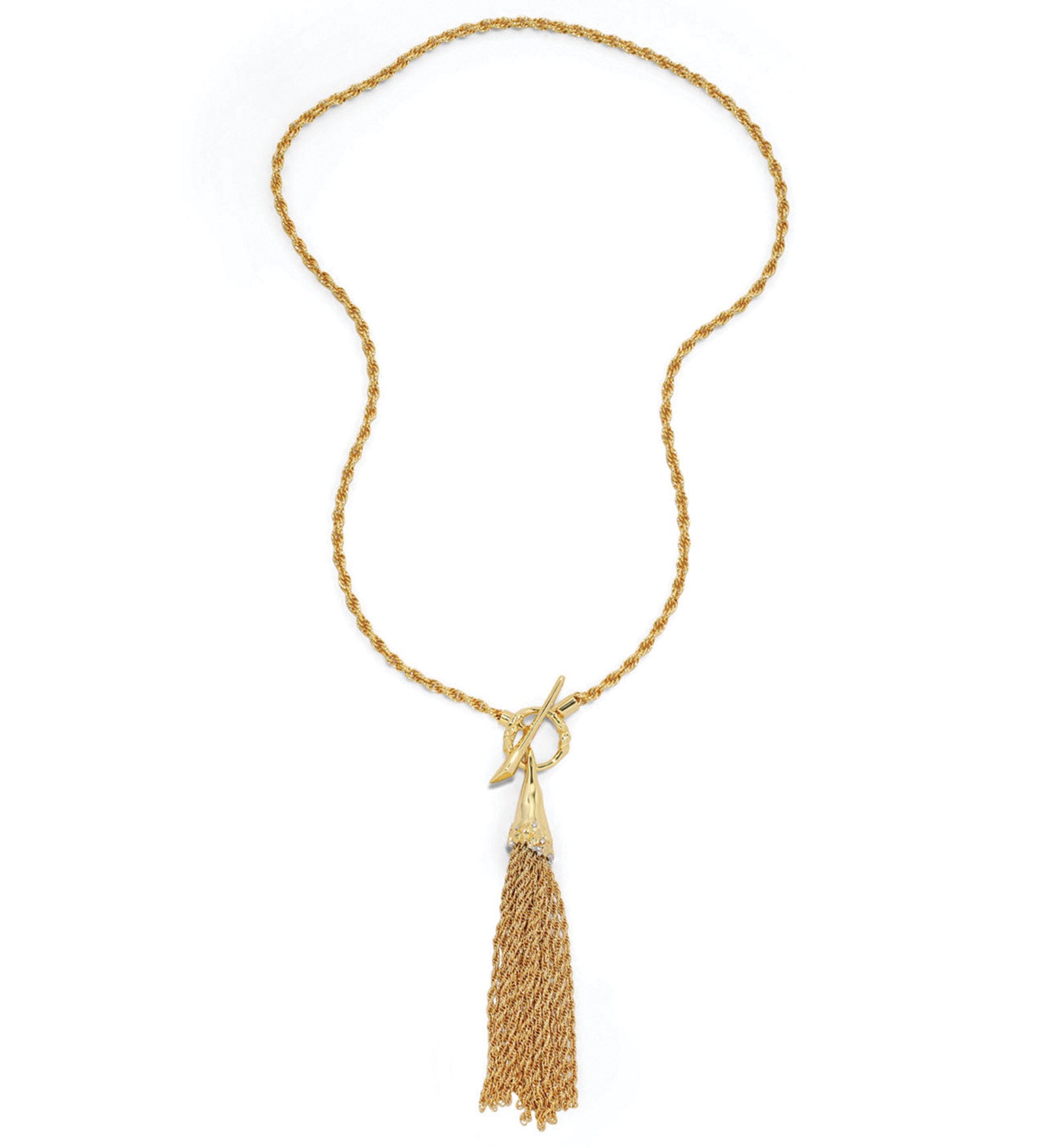Brut Gold Long Tassel Necklace 14k Gold Plated Brass