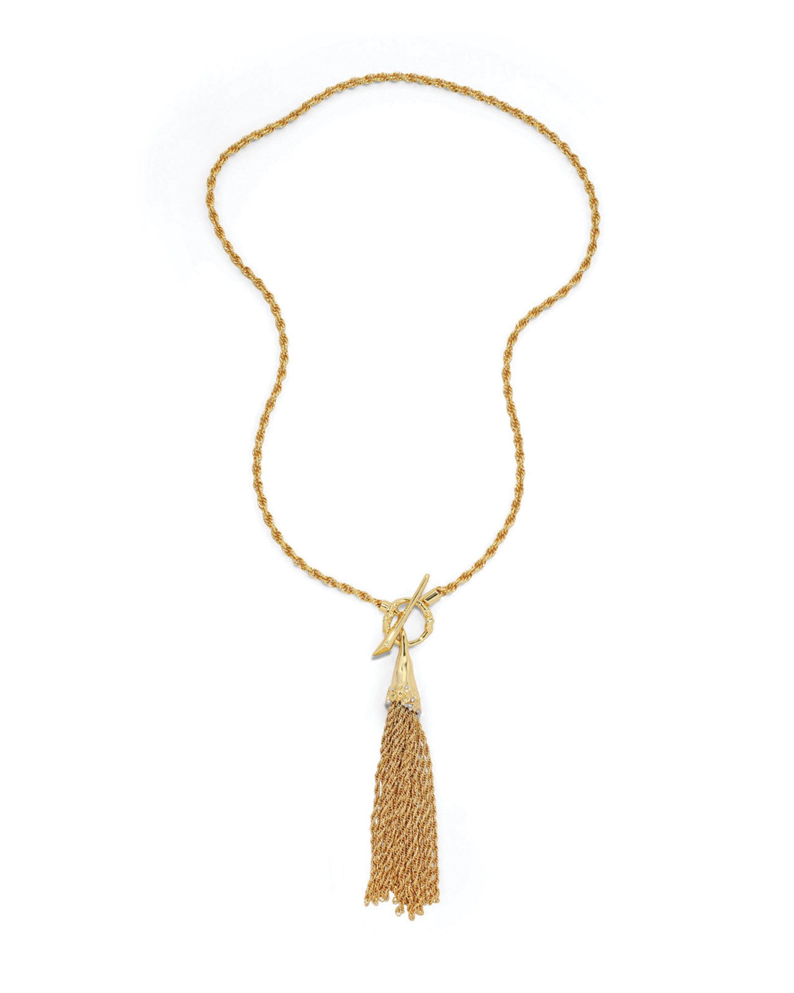 Brut Gold Long Tassel Necklace 14k Gold Plated Brass