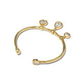 Asterales Gold CZ Charm Cuff Bracelet 14k Gold Plated, Cubic Zirconia