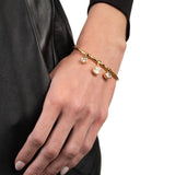 Asterales Gold Triple Charm Cuff Bracelet
