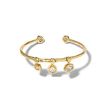 Asterales Gold CZ Charm Cuff Bracelet 14k Gold Plated, Cubic Zirconia