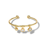 Asterales Gold CZ Charm Cuff Bracelet 14k Gold Plated, Cubic Zirconia