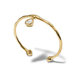 Asterales Gold Solitaire CZ Charm Cuff Bracelet 14k Gold Plated, Cubic Zirconia