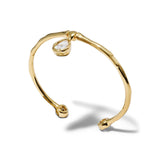Asterales Gold Solitaire CZ Charm Cuff Bracelet 14k Gold Plated, Cubic Zirconia