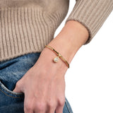 Asterales Gold Solitaire Charm Cuff Bracelet