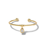 Asterales Gold Solitaire CZ Charm Cuff Bracelet 14k Gold Plated, Cubic Zirconia