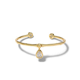 Asterales Gold Solitaire CZ Charm Cuff Bracelet 14k Gold Plated, Cubic Zirconia