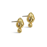 Asterales CZ Teardrop Stud Earring 14k Gold Plated, Cubic Zirconia