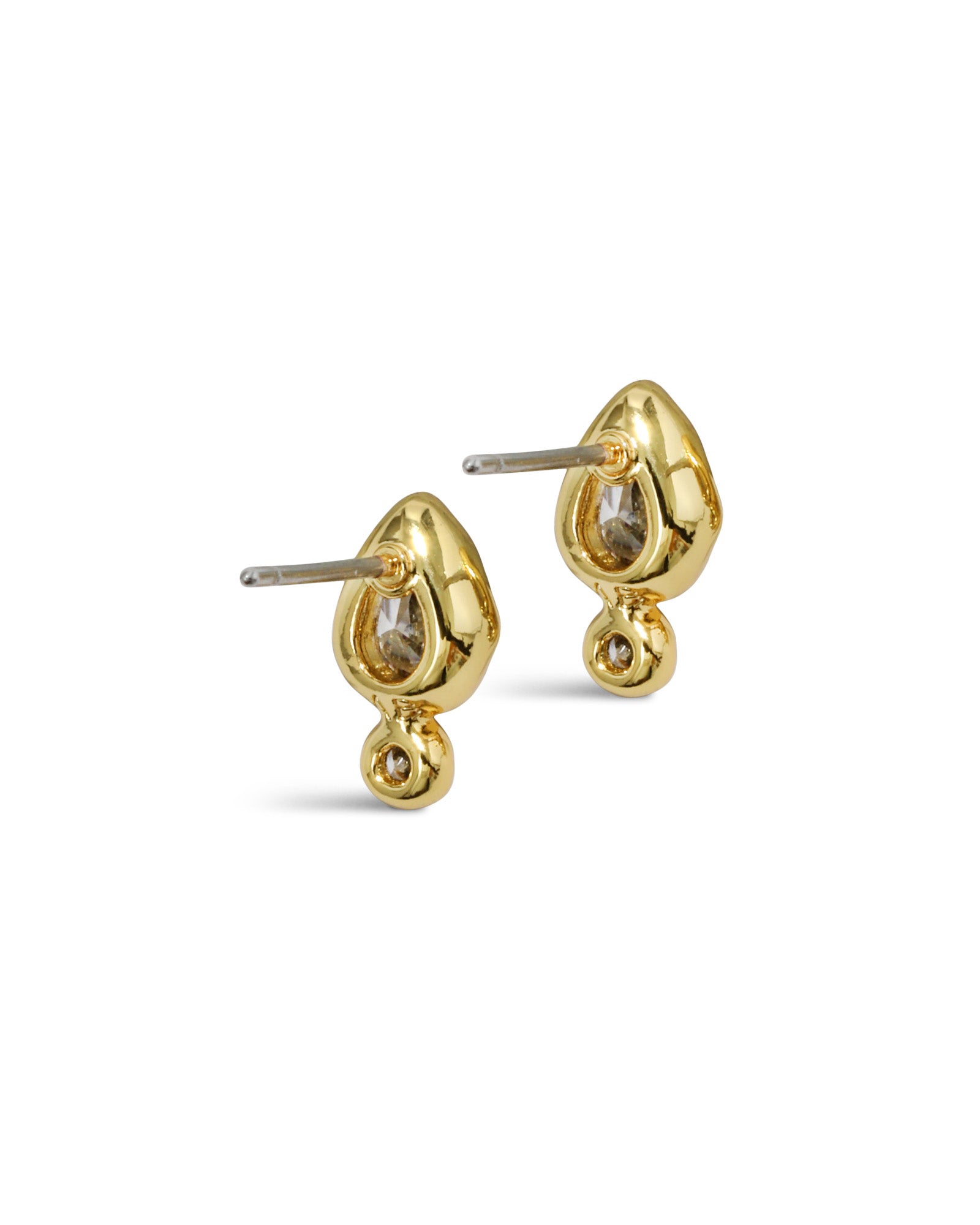 Asterales CZ Teardrop Stud Earring 14k Gold Plated, Cubic Zirconia