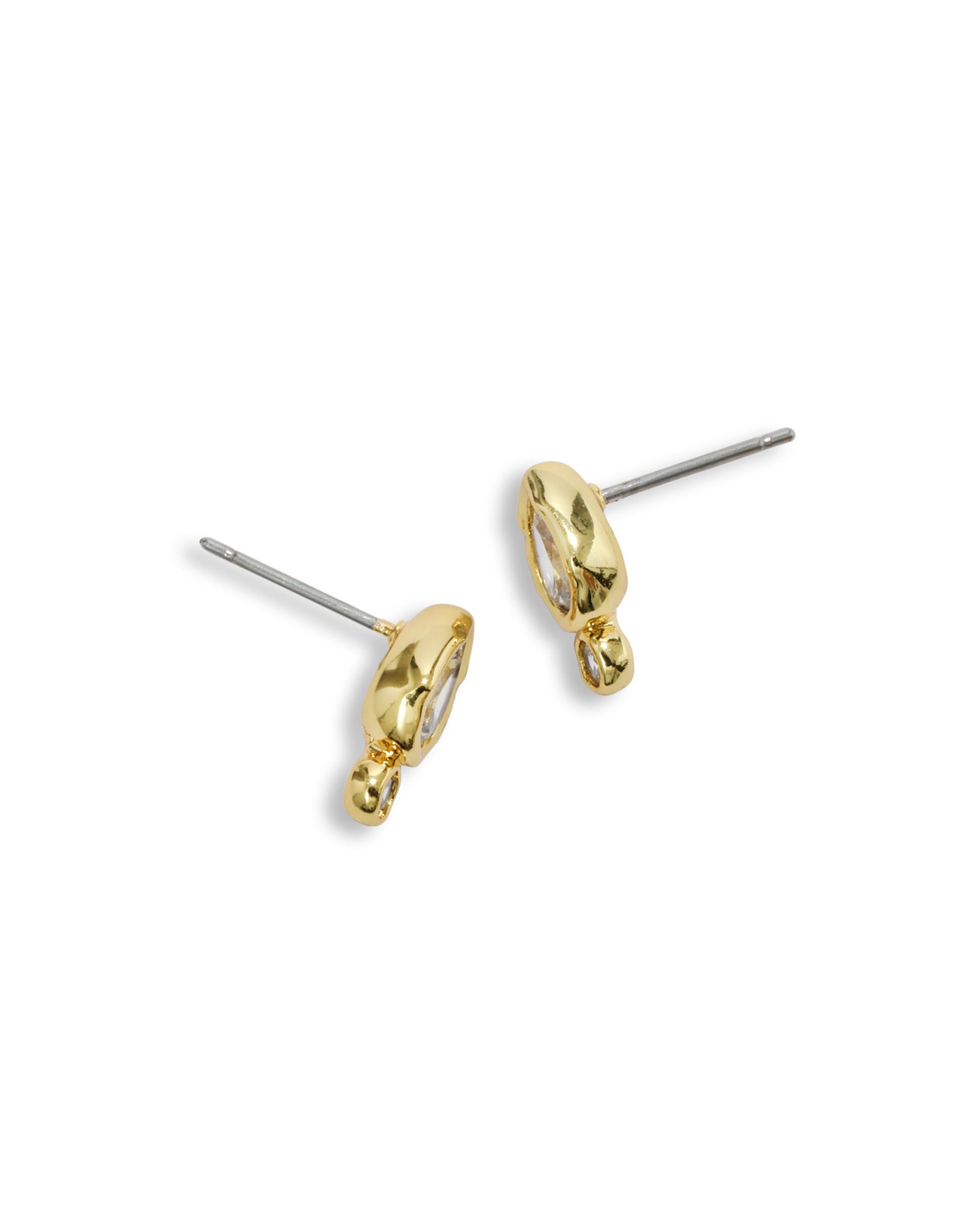 Asterales CZ Teardrop Stud Earring 14k Gold Plated, Cubic Zirconia