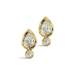 Asterales CZ Teardrop Stud Earring 14k Gold Plated, Cubic Zirconia