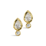 Asterales CZ Teardrop Stud Earring 14k Gold Plated, Cubic Zirconia