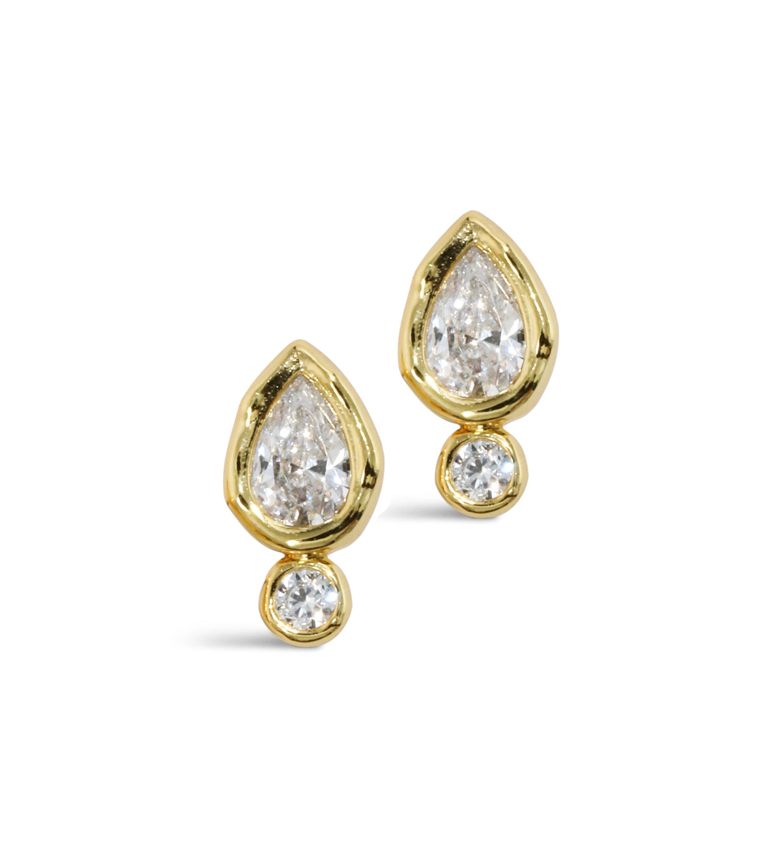 Asterales CZ Teardrop Stud Earring 14k Gold Plated, Cubic Zirconia