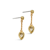 Asterales CZ Pear Drop Chain Post Earring 14k Gold Plated, Cubic Zirconia