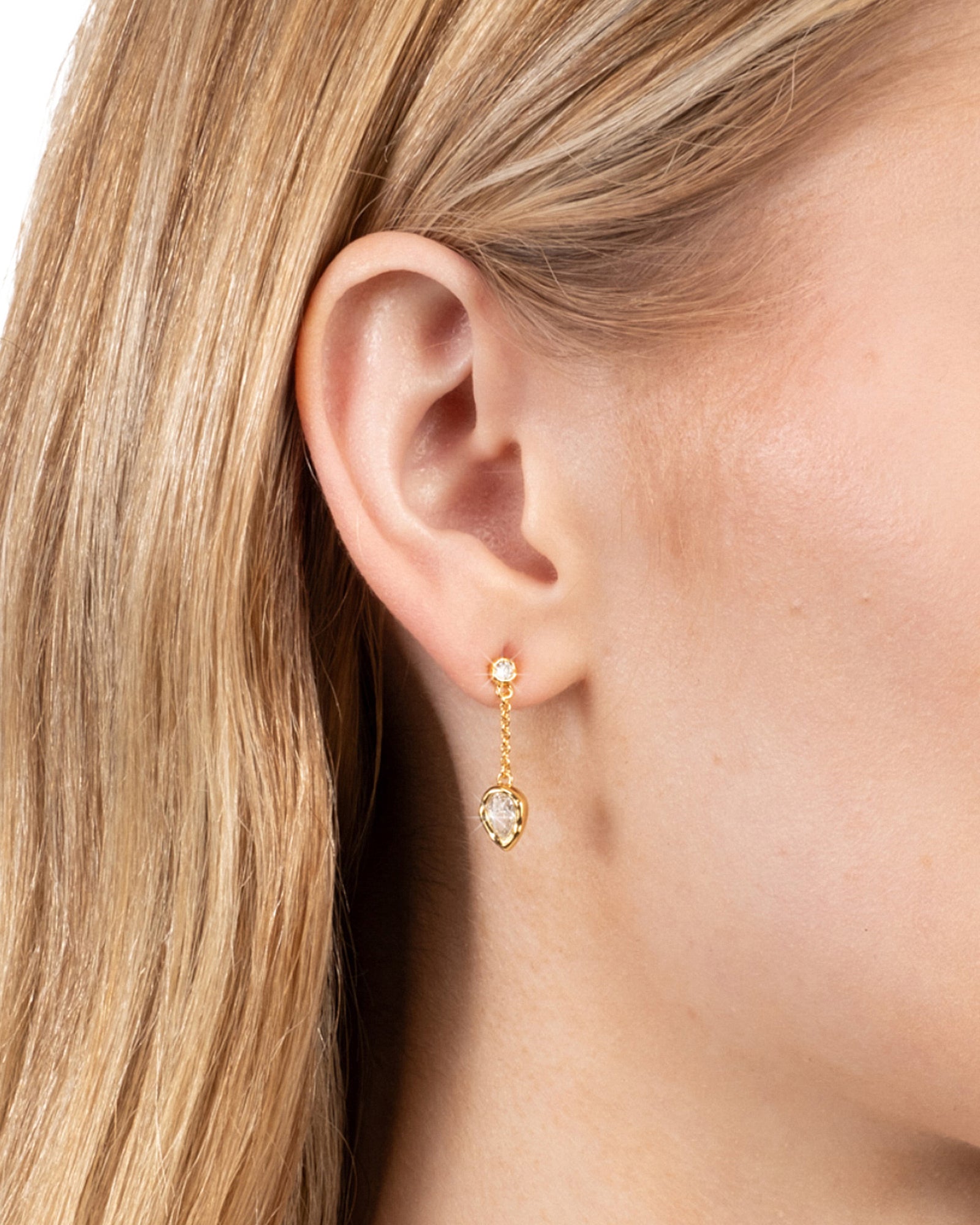 Alexis Bittar-Asterales Gold Teardrop Chain Post Earrings-Earrings-Blue Ruby Jewellery-Vancouver Canada