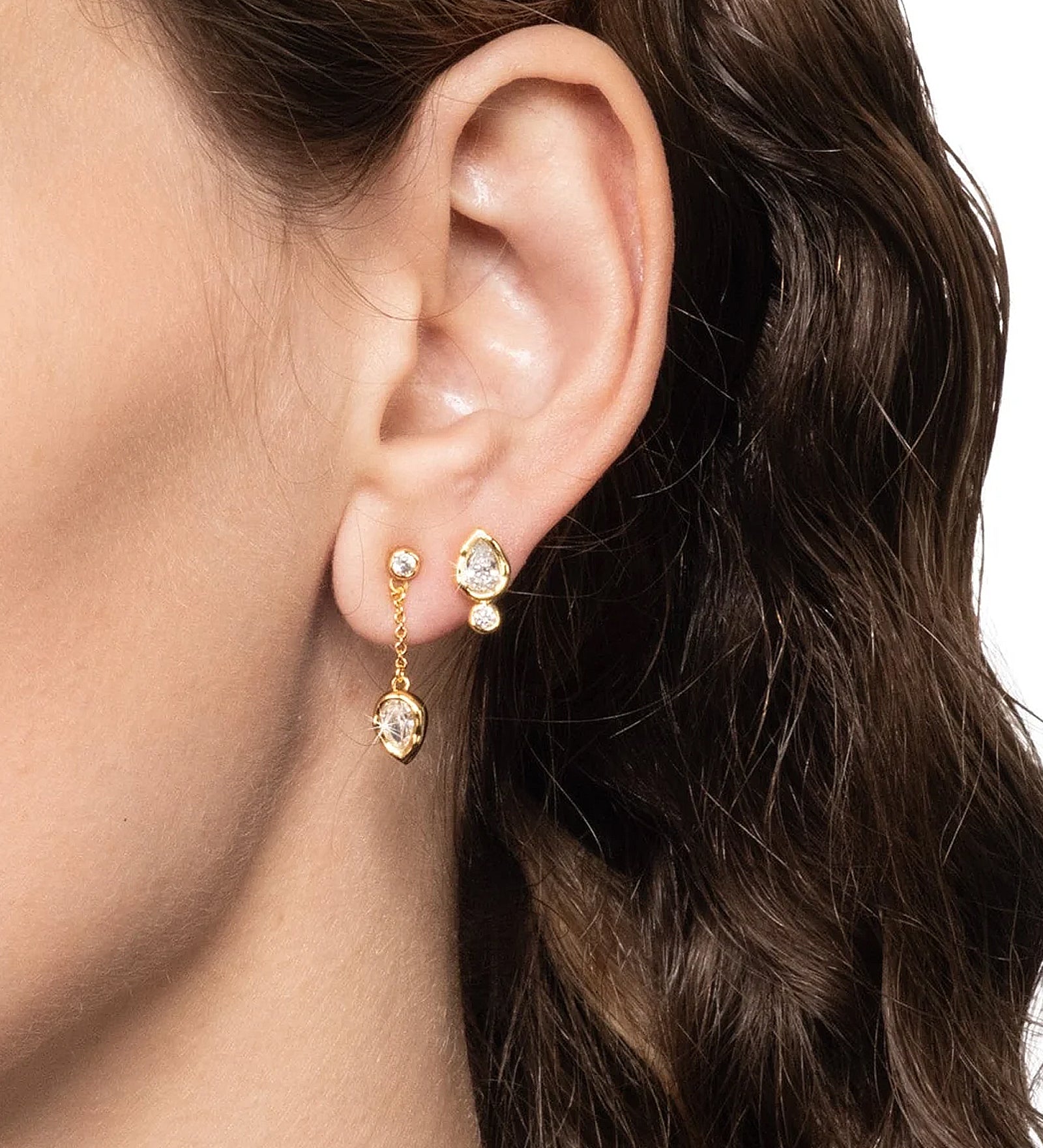 Alexis Bittar-Asterales Gold Teardrop Chain Post Earrings-Earrings-Blue Ruby Jewellery-Vancouver Canada