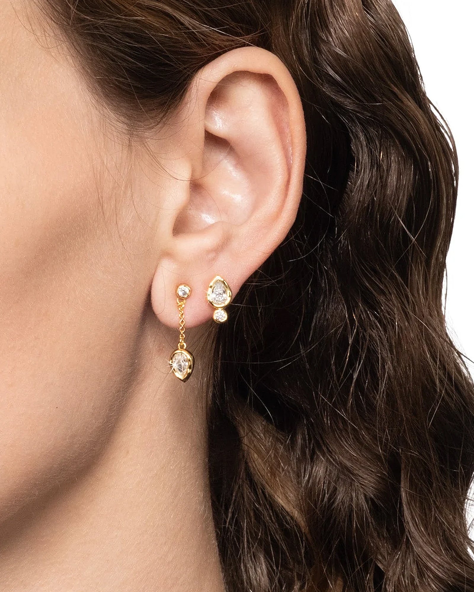Alexis Bittar-Asterales Gold Teardrop Chain Post Earrings-Earrings-Blue Ruby Jewellery-Vancouver Canada