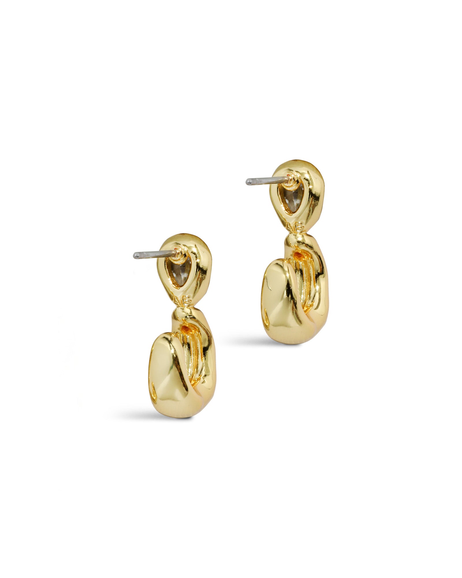 Asterales CZ Pear Small Hoop Earring 14k Gold Plated, Cubic Zirconia