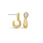 Asterales CZ Pear Small Hoop Earring 14k Gold Plated, Cubic Zirconia