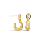 Asterales CZ Pear Small Hoop Earring 14k Gold Plated, Cubic Zirconia