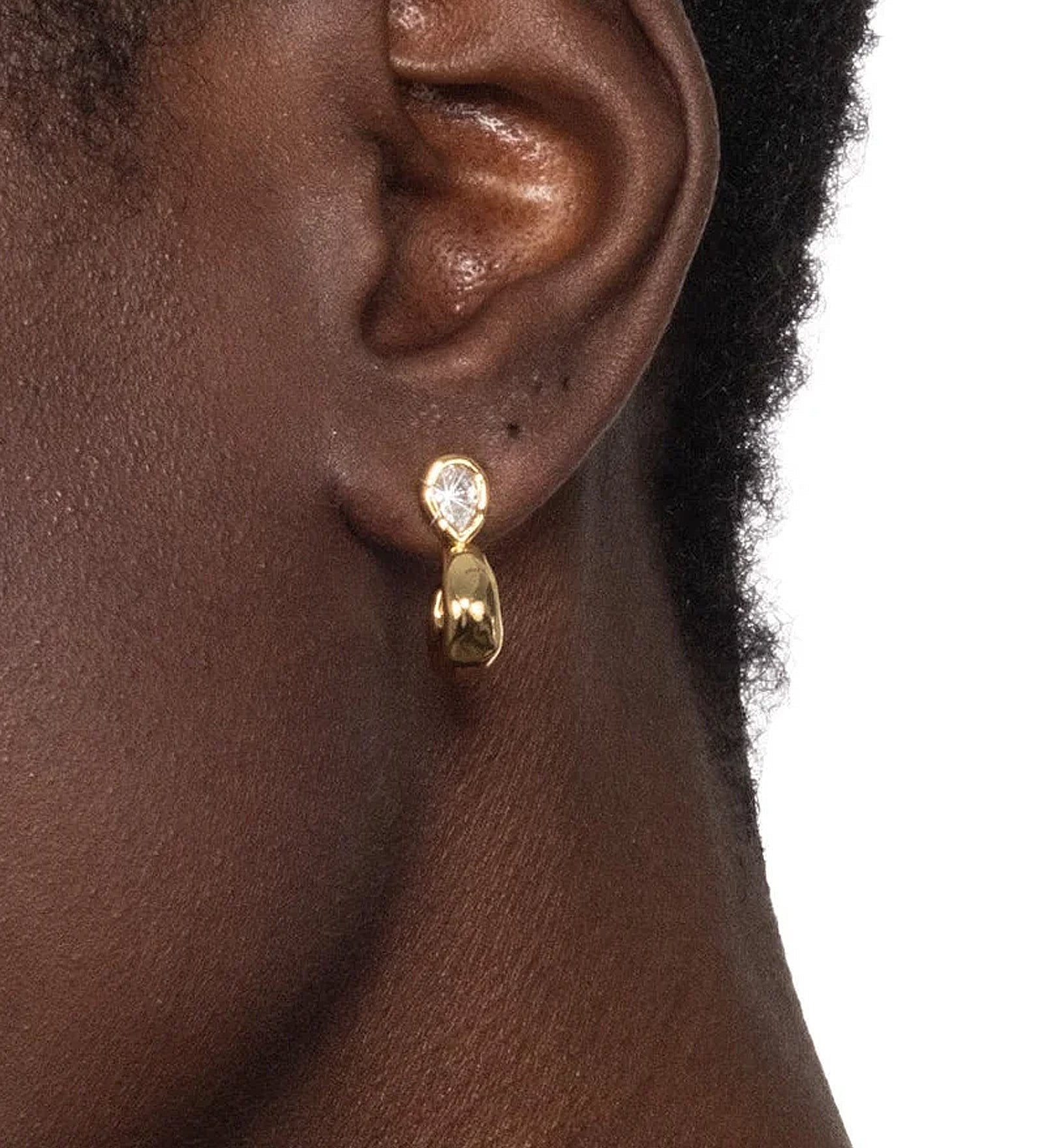Alexis Bittar-Asterales Gold Teardrop Huggie Hoop Earrings-Earrings-Blue Ruby Jewellery-Vancouver Canada