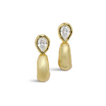 Asterales CZ Pear Small Hoop Earring 14k Gold Plated, Cubic Zirconia