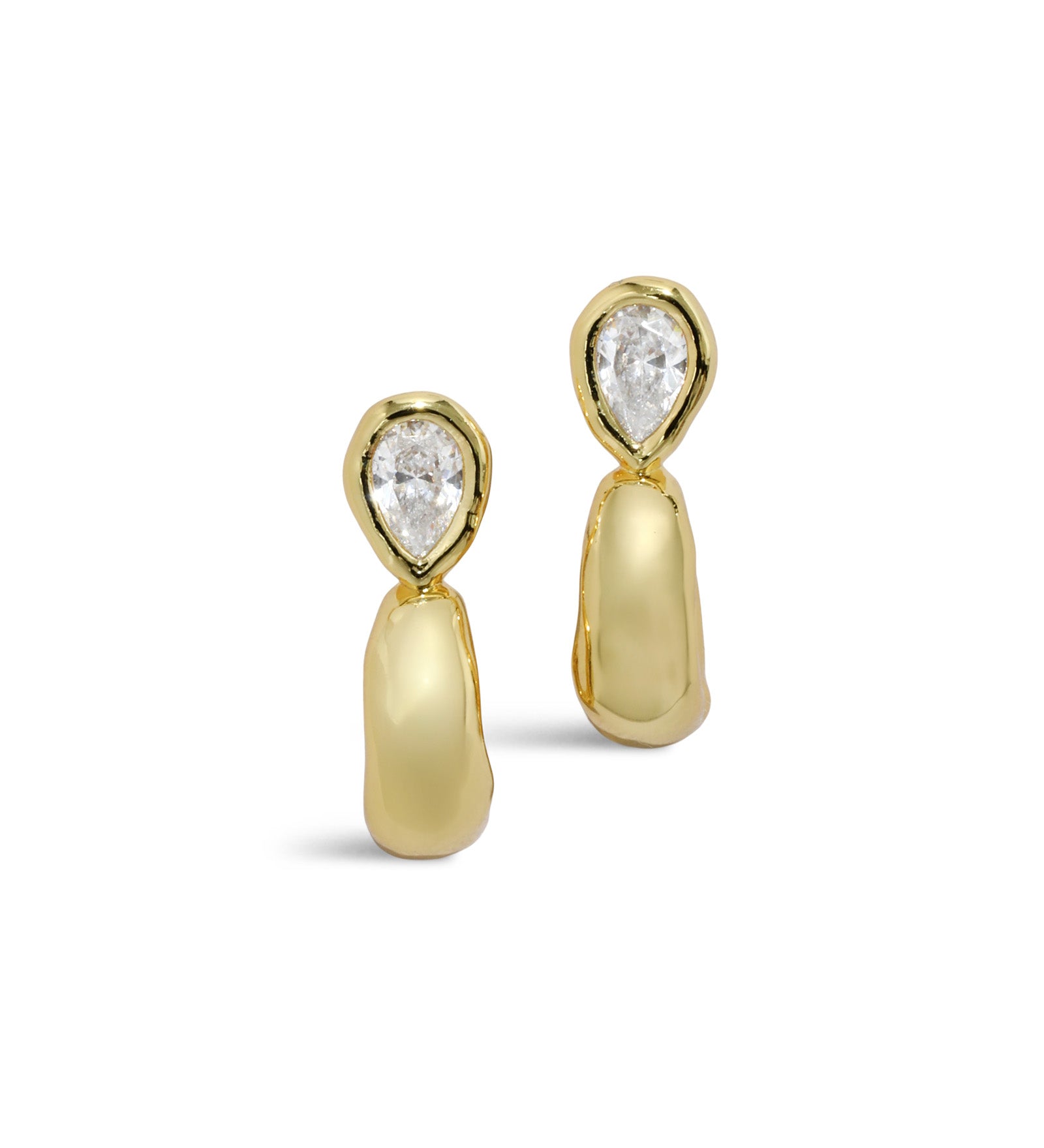 Asterales CZ Pear Small Hoop Earring 14k Gold Plated, Cubic Zirconia
