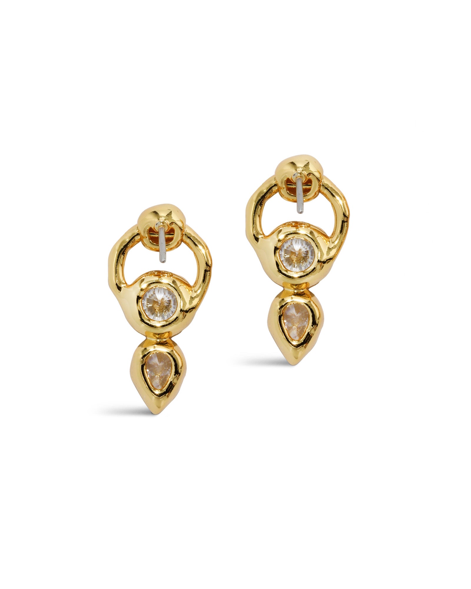 Asterales CZ Circle Post Earring 14k Gold Plated, Cubic Zirconia