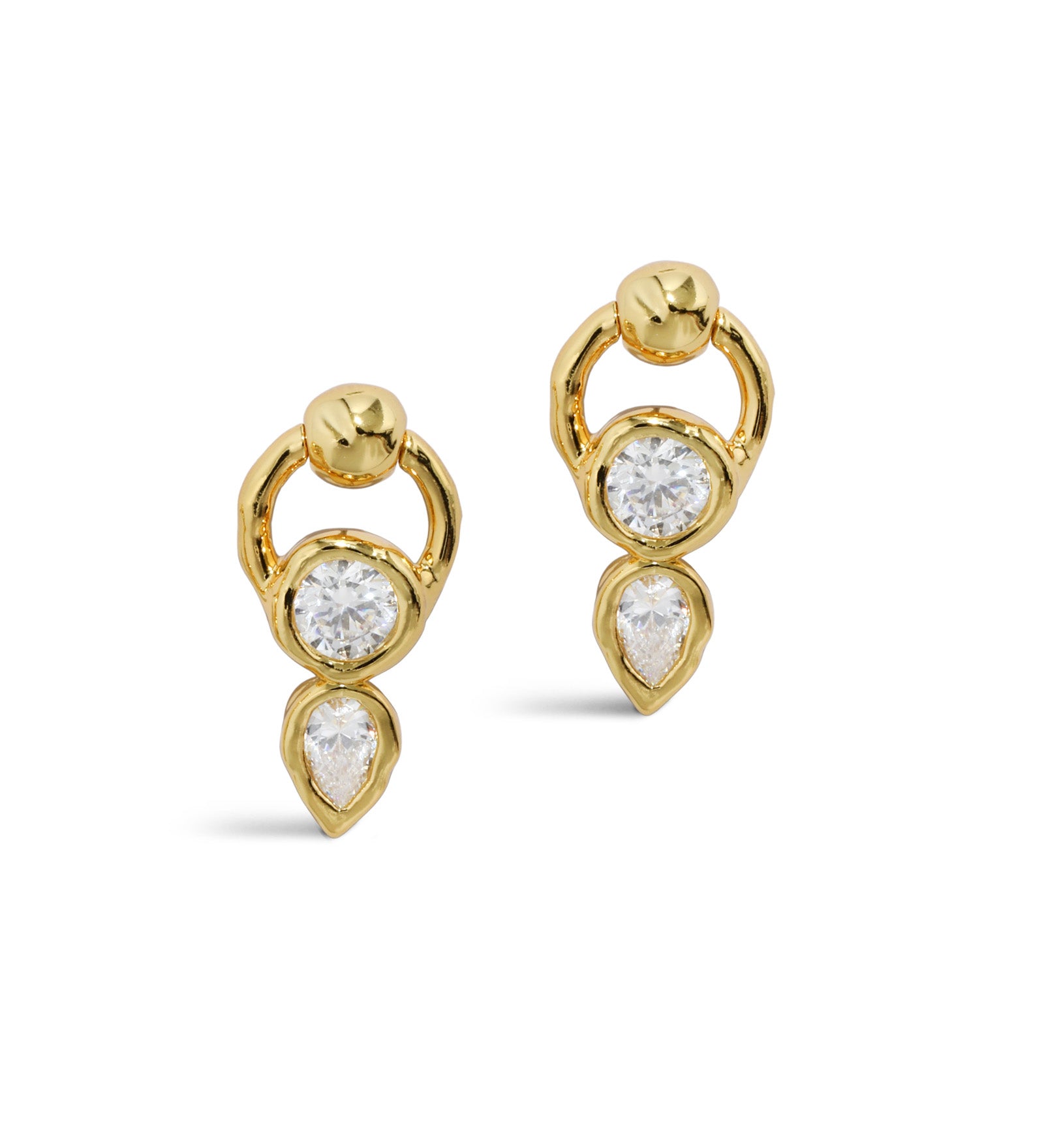 Asterales CZ Circle Post Earring 14k Gold Plated, Cubic Zirconia