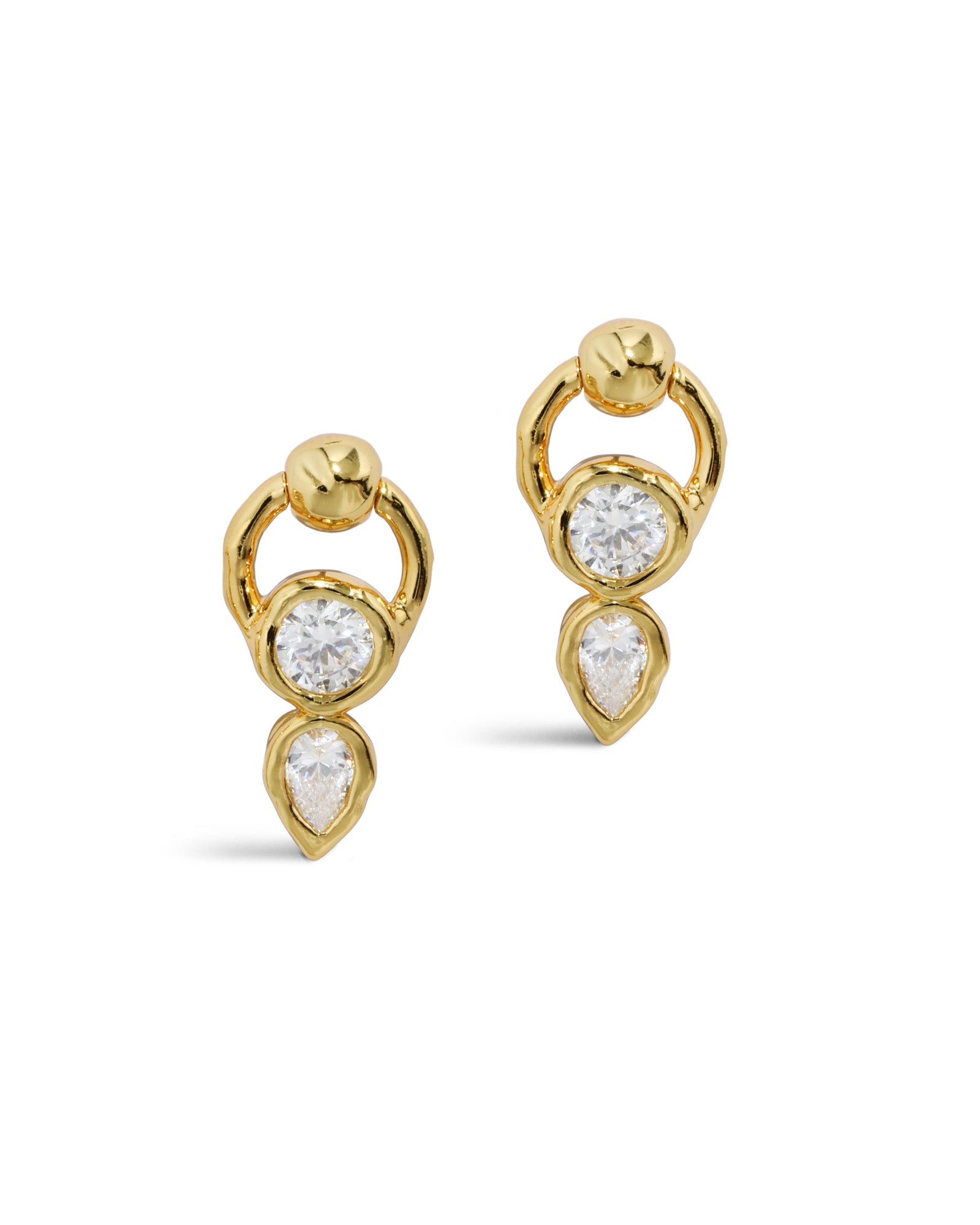 Asterales CZ Circle Post Earring 14k Gold Plated, Cubic Zirconia