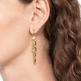 Asterales CZ Linked Hoop Drop Earrings