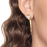 Asterales CZ Spear Front Back Earrings