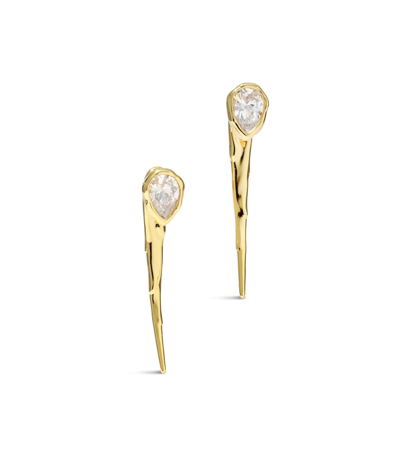 Asterales CZ Spear Front Back Earring 14k Gold Plated, Cubic Zirconia