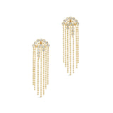 Asterales Bubble Fringe Chandelier Earring 14k Gold Plated, Cubic Zirconia