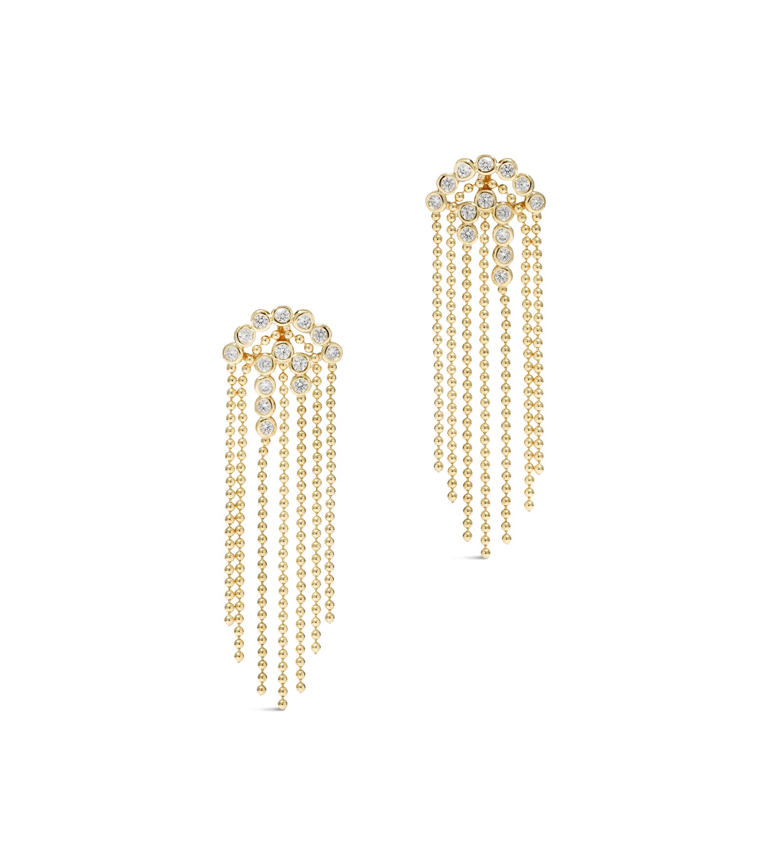Asterales Bubble Fringe Chandelier Earring 14k Gold Plated, Cubic Zirconia
