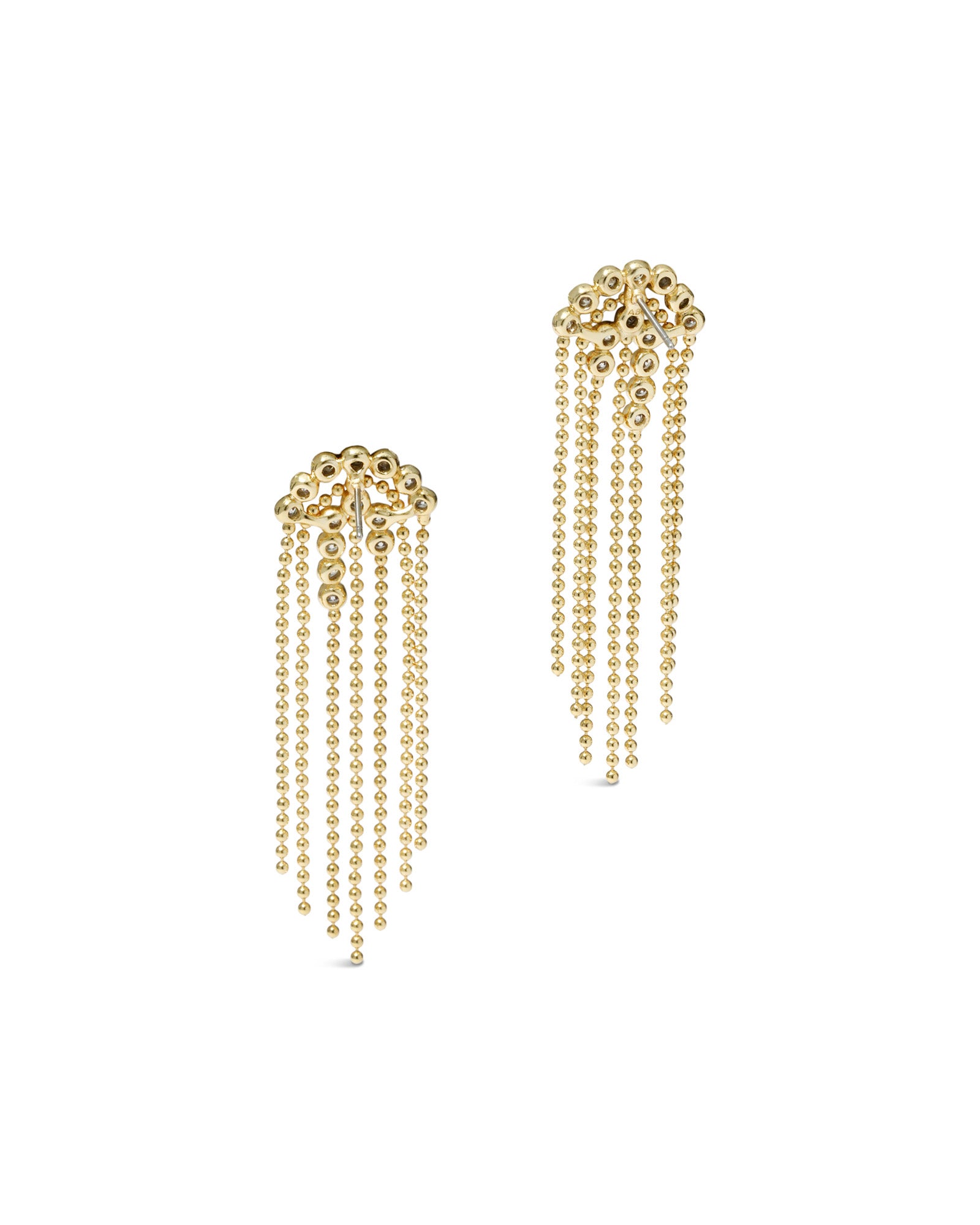 Asterales Bubble Fringe Chandelier Earring 14k Gold Plated, Cubic Zirconia