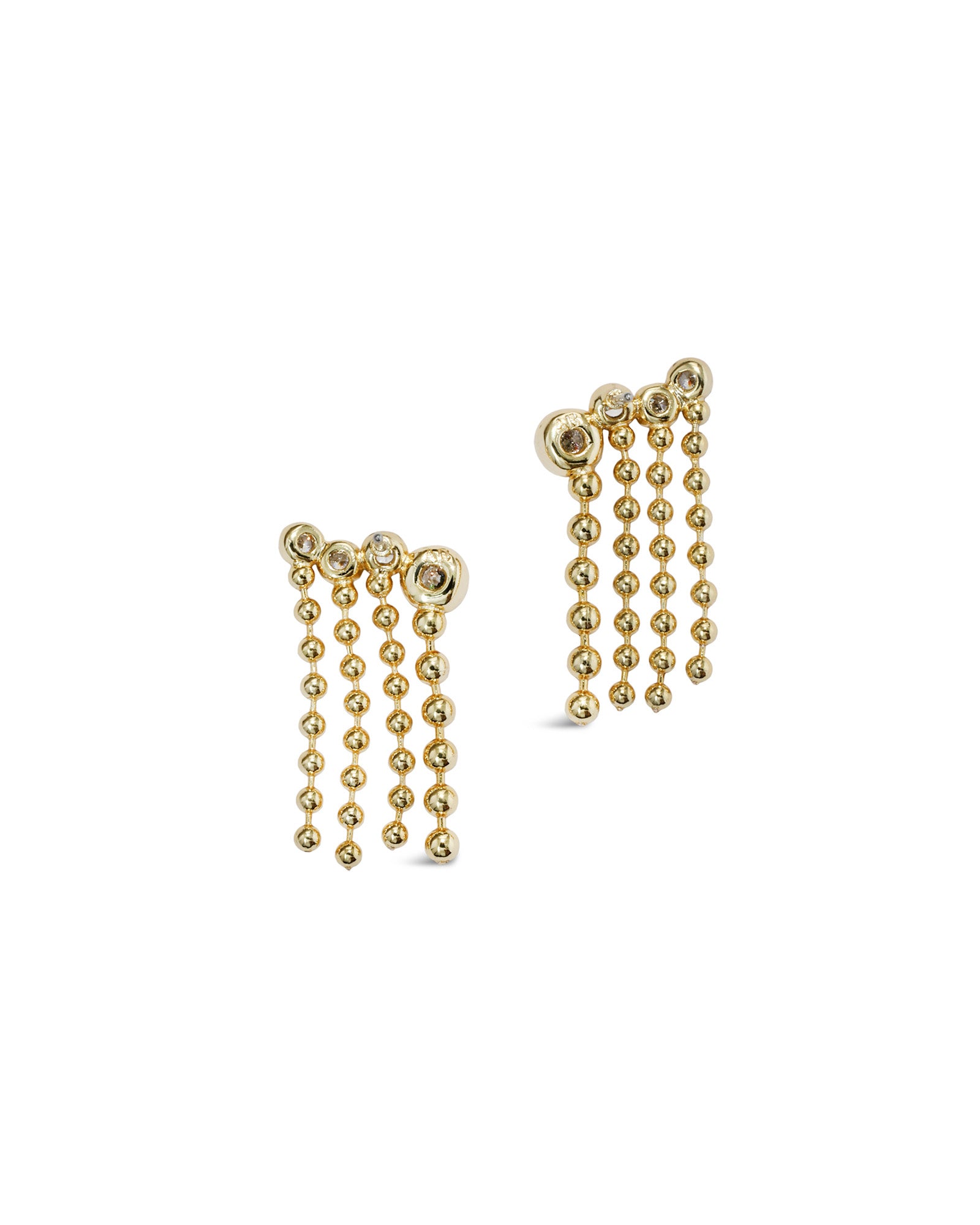 Asterales Bubble Fringe Ear Climber 14k Gold Plated, Cubic Zirconia