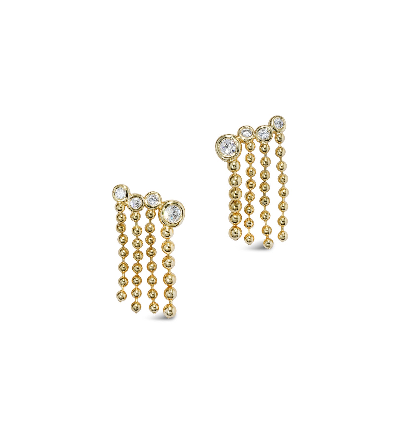 Asterales Bubble Fringe Ear Climber 14k Gold Plated, Cubic Zirconia