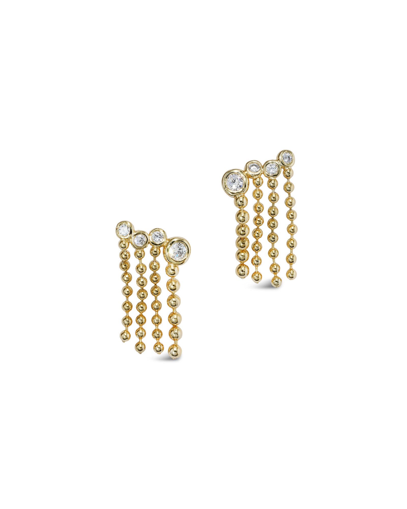 Asterales Bubble Fringe Ear Climber 14k Gold Plated, Cubic Zirconia