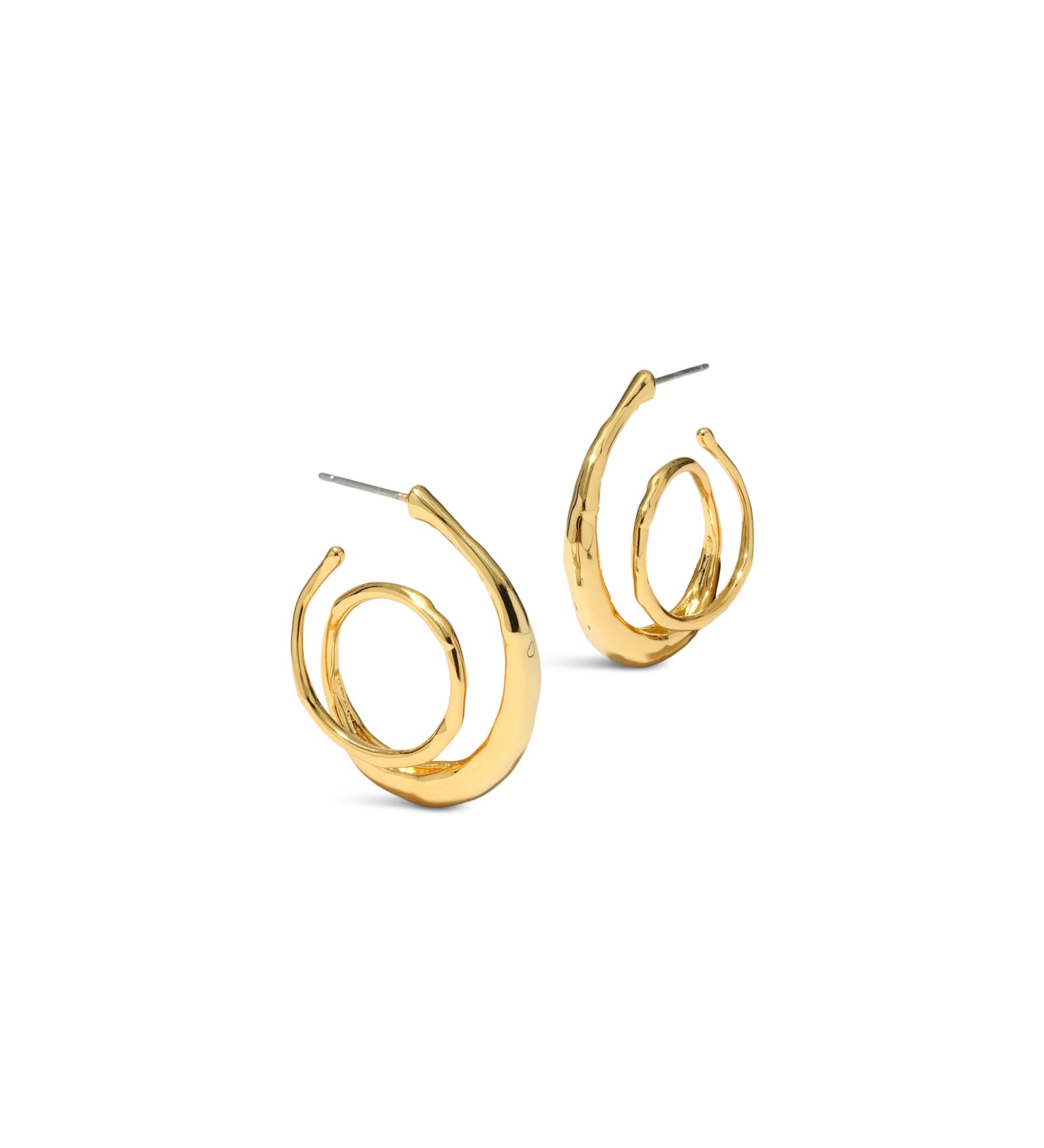 Alexis Bittar-Molten Gold Spiral Hoop Earrings | Small-Earrings-14k Gold Plated-Blue Ruby Jewellery-Vancouver Canada
