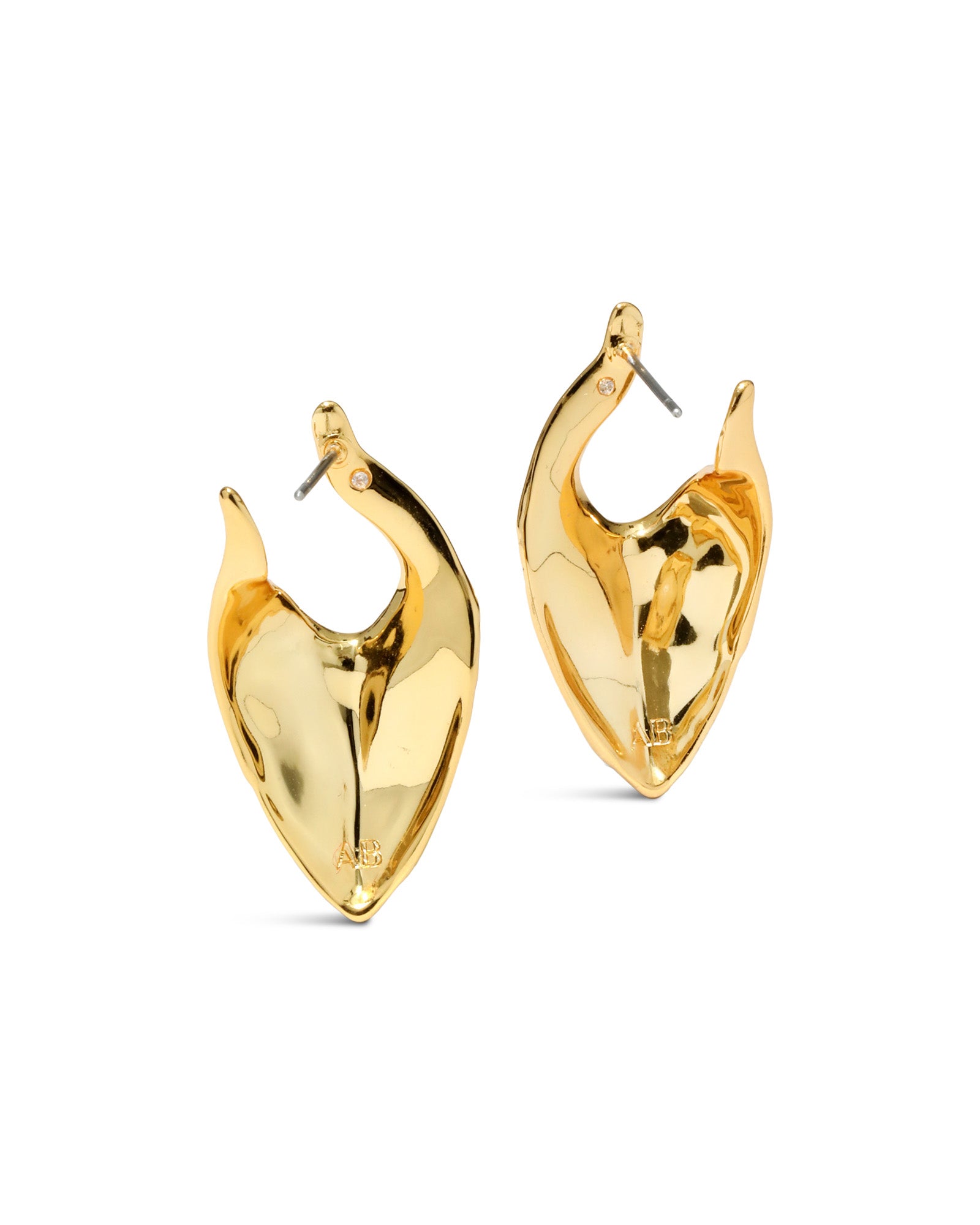 Molten Gold Shield Post Earring 14k Gold Plated